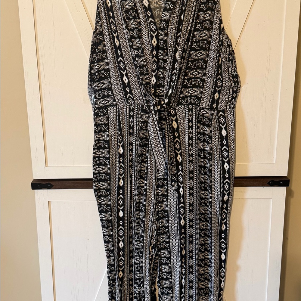 Cato Black and White Tribal Print Jumpsuit